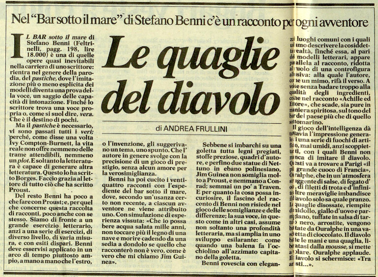 immagine di Andrea Frullini, Le quaglie del diavolo - recensione