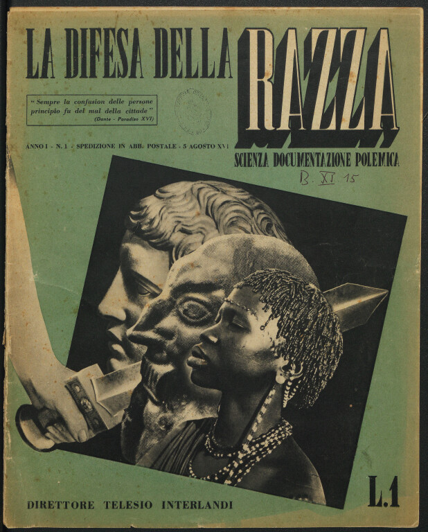 «La difesa della razza», I, n. 1, 5 agosto 1938