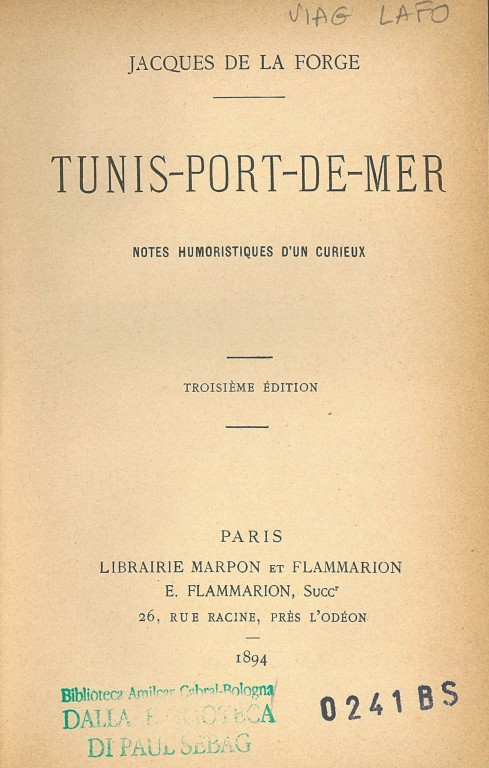 copertina di Tunis port de mer: notes humoristiques d'un curieux