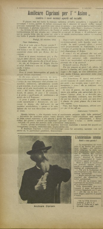 Lettera di Amilcare Cipriani, «L'asino», 3 novembre 1912