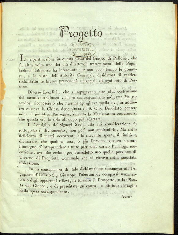 image of Il gioco del pallone nell'Ottocento: si progetta lo Sferisterio...