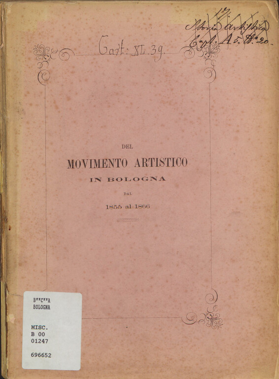 Del movimento artistico in Bologna dal 1855 al 1866