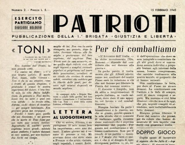 Numero del giornale "Patrioti"