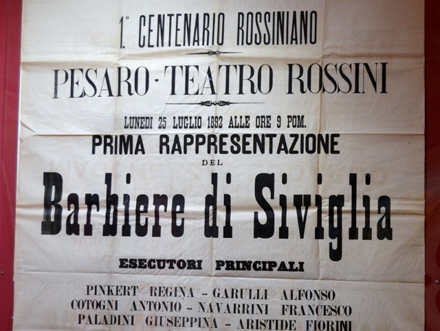 Manifesto per la prima del Barbiere a Pesaro nel 1892 -  Museo civico - Pesaro