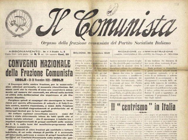 Testata del settimanale "Il Comunista"