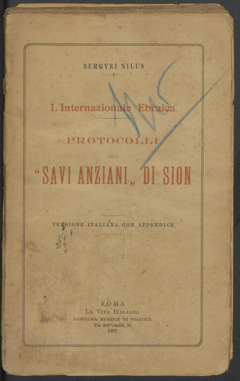 immagine di Protocolli dei  "Savi Anziani"  di Sion (1921)