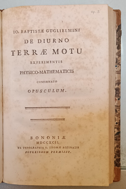 immagine di Giovanni Battista Gugliemini, De diurno terrae motu experimentis physico-mathematicis confirmato opusculum (1792)