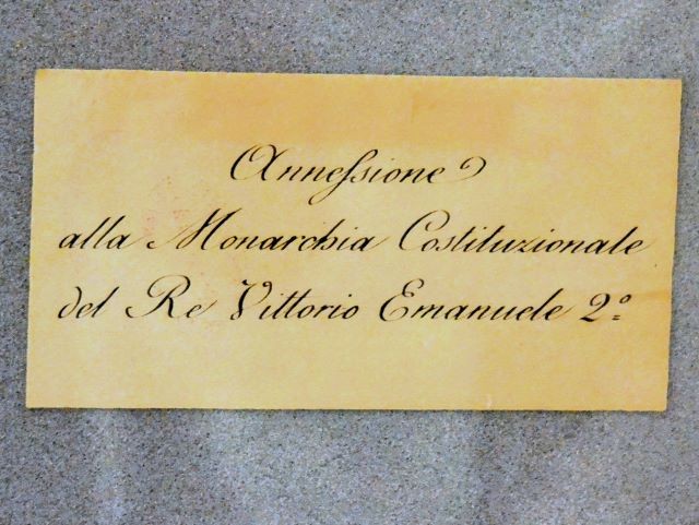 Annessione alla Monarchia Costituzionale di Re Vittorio Emanuele II 