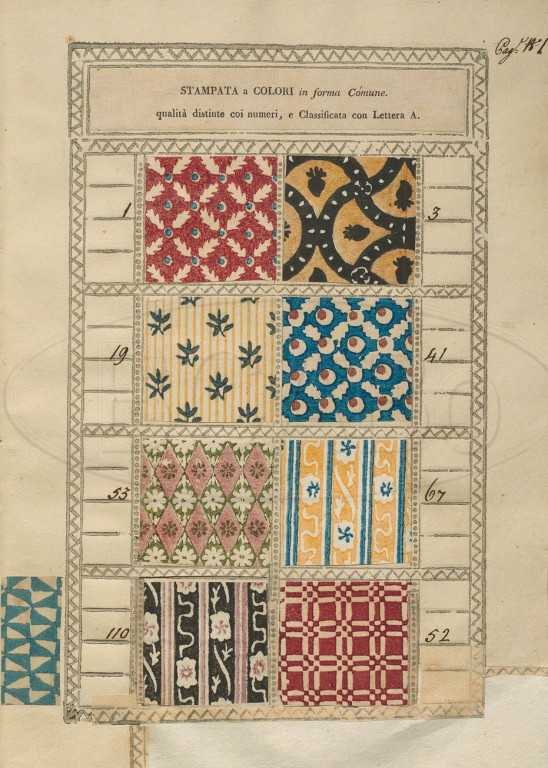 Campione delle carte colorate della Fabbrica di Carlo Bertinazzi e nipote, 1780-1810