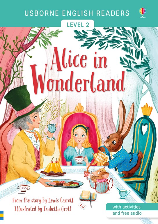 copertina di Alice in Wonderland
from the story by Lewis Carroll, retold by Mairi Mackinnon, Usborne, 2019