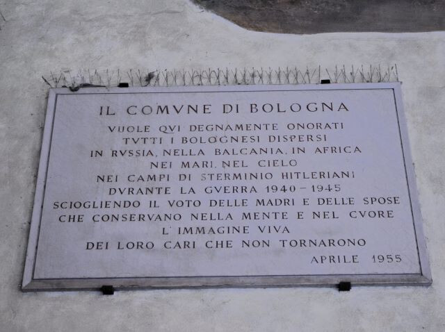 Lapide per i bolognesi morti lontano dalla patria durante la seconda guerra mondiale