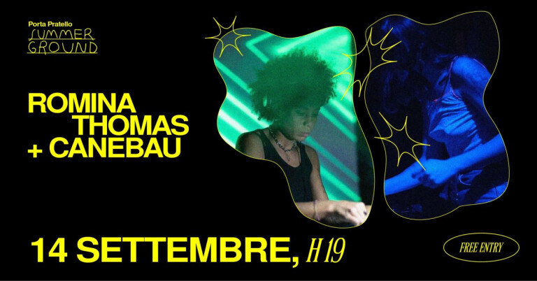 copertina di  Dj Calzino Lab gratuito di mixaggio vinili per bimbə + Romina Thomas + Canebau Dj set