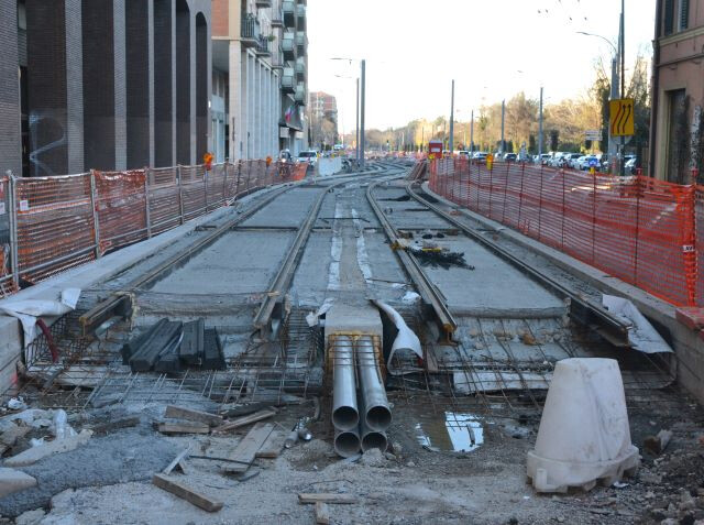 Cantiere del tram in via Saffi (BO)