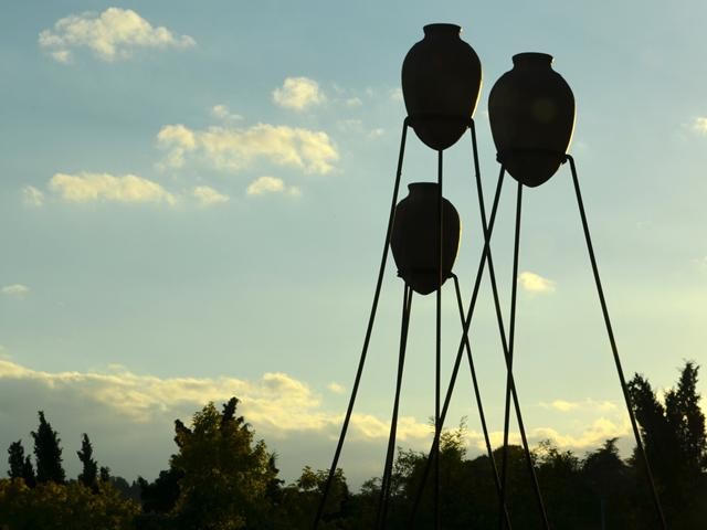 Museo di Cà la Ghironda - Zola Predosa (BO) - Installation di F. Stahler al tramonto