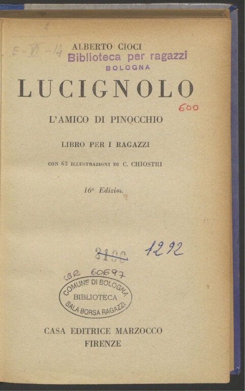 Alberto Cioci, Lucignolo, l'amico di Pinocchio (Marzocco, 1948)