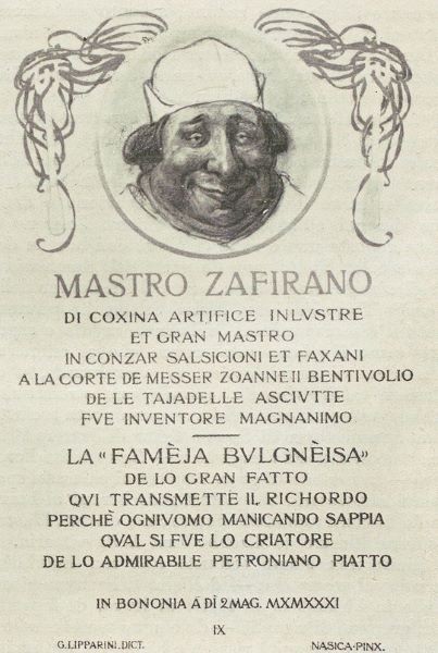 Celebrazione di Mastro Zafirano alla Fameja Bulgneisa