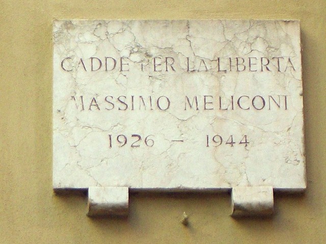 Lapide per Massimo Meliconi in via San Nicolò angolo via Oberdan (BO)