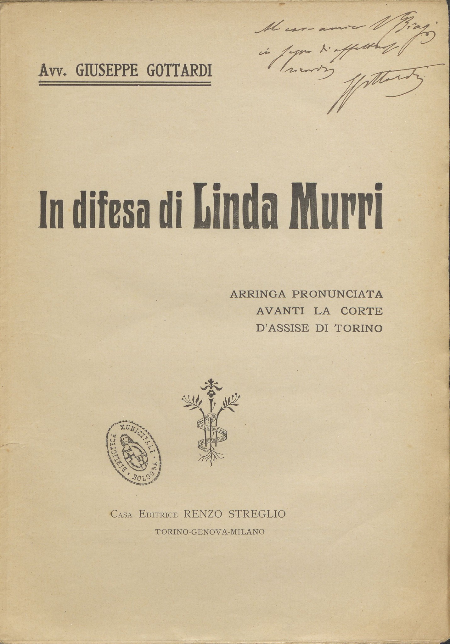 Giuseppe Gottardi, In difesa di Linda Murri (1905)