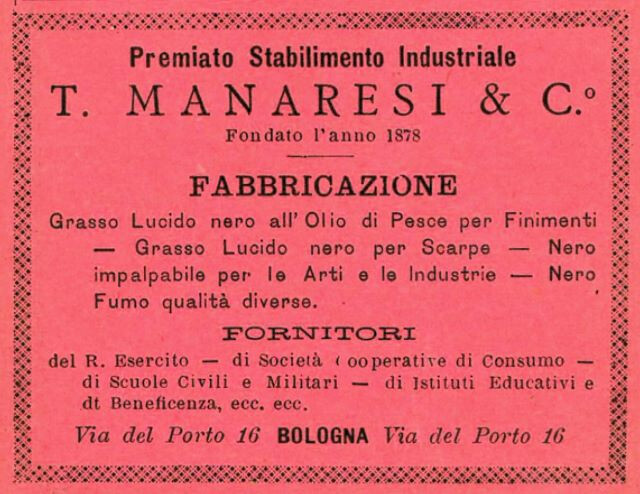 Pubblicità della ditta T. Manaresi & C.