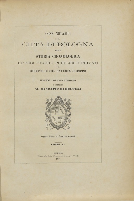 image of Giuseppe Guidicini, Cose notabili della città di Bologna (1868-1873)