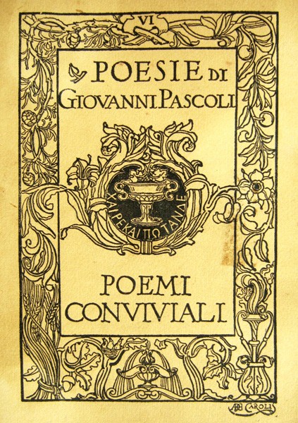 Frontespizio dei "Poemi conviviali" di G. Pascoli 