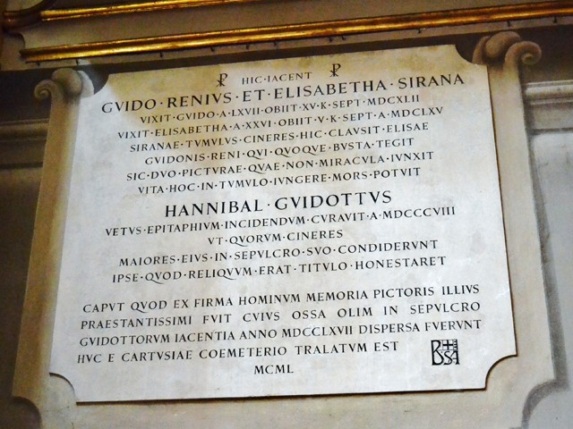 Tomba di Guido Reni e Elisabetta Sirani - Basilica di San Domenico (BO) - cappella del Rosario